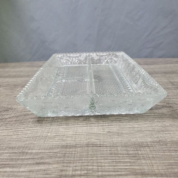 Cut Glass Clear Divided‎ Compartment Serving Tray - Picture 4 of 10